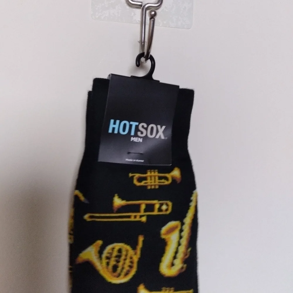 Men's Hot Sox Saxophone and Trumpet Print Novelty Casual Socks